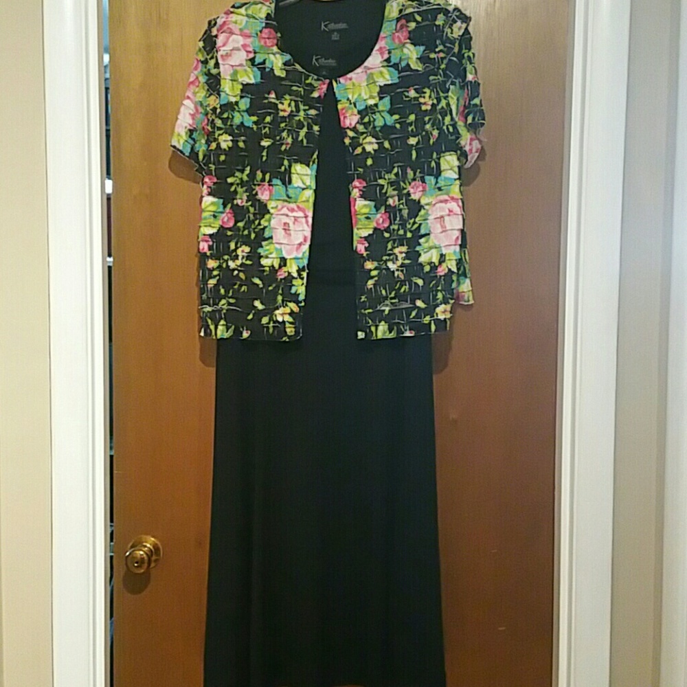 Black dress with floral jacket
